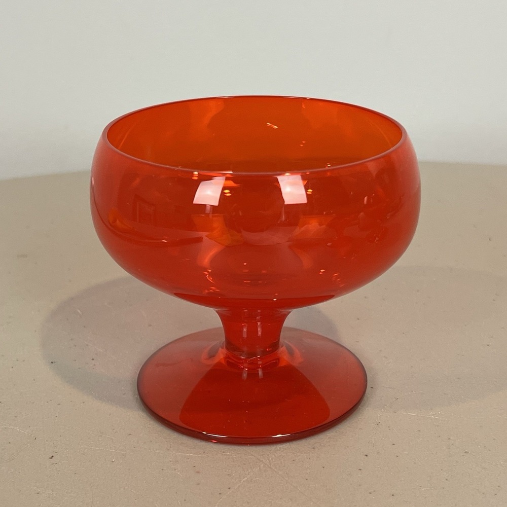 Morgantown Gypsy Fire Orange Glass 8 oz MCM 60s Drinkware Unmarked